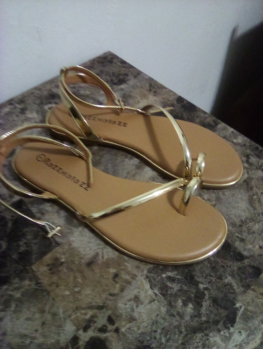 Gold Strappy Women's Sandals by
